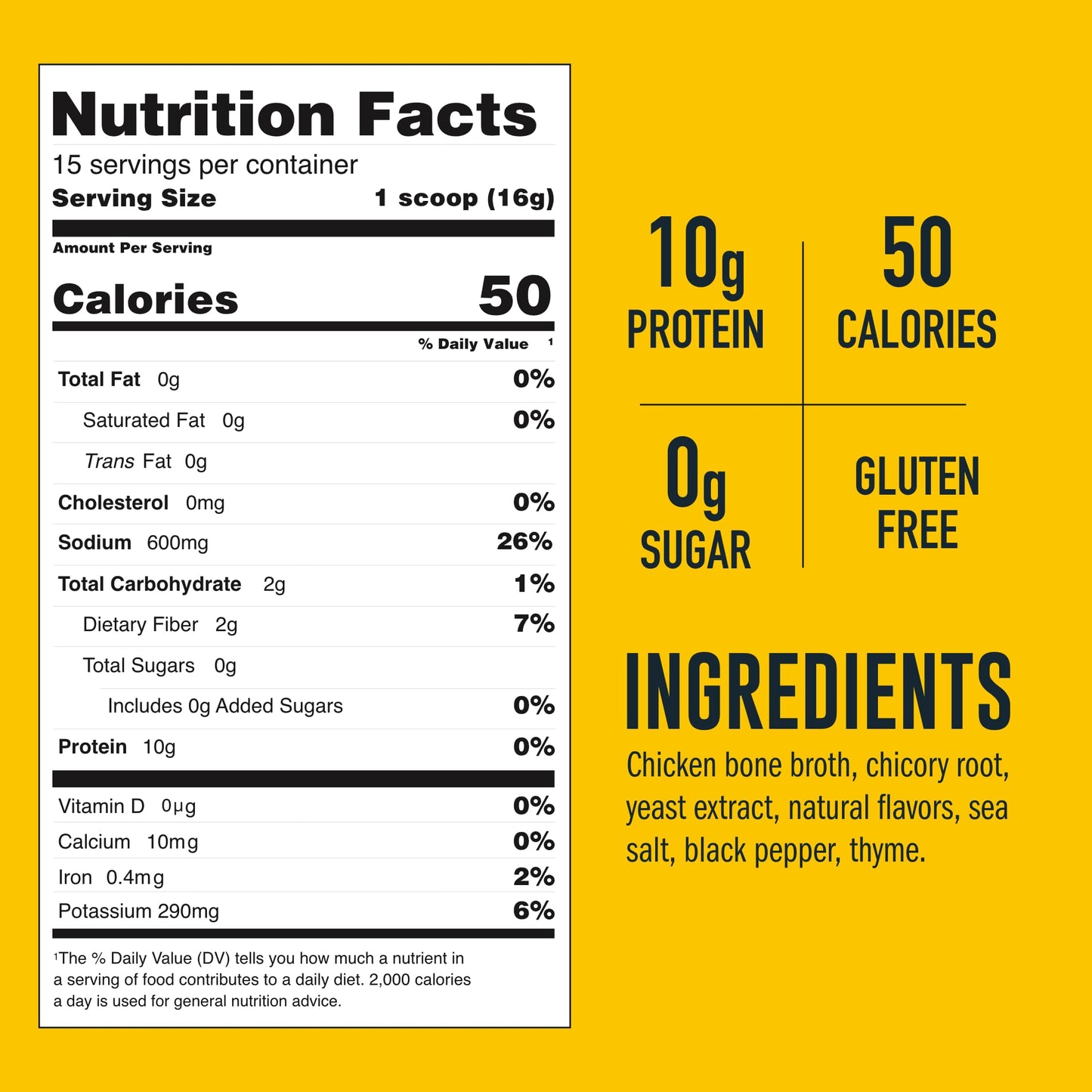 LonoLife Reduced Sodium Chicken Bone Broth Powder Mix | 10g Protein | Collagen-Rich, Keto & Paleo Friendly | Natural Ingredients