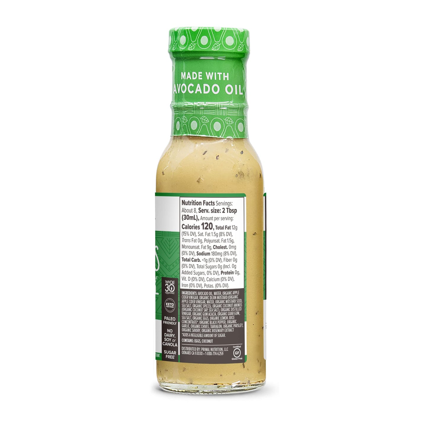 Primal Kitchen Green Goddess Salad Dressing & Marinade, Avocado Oil, Whole30 Approved, Paleo, Keto, 8 Fl Oz