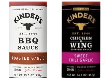 Kinders Marinades, BBQ, Dipping & Wing Sauces - 2 Bottles (Garlic Variety Set - Sweet Chili & Roasted) - 15.5oz and 16.1oz