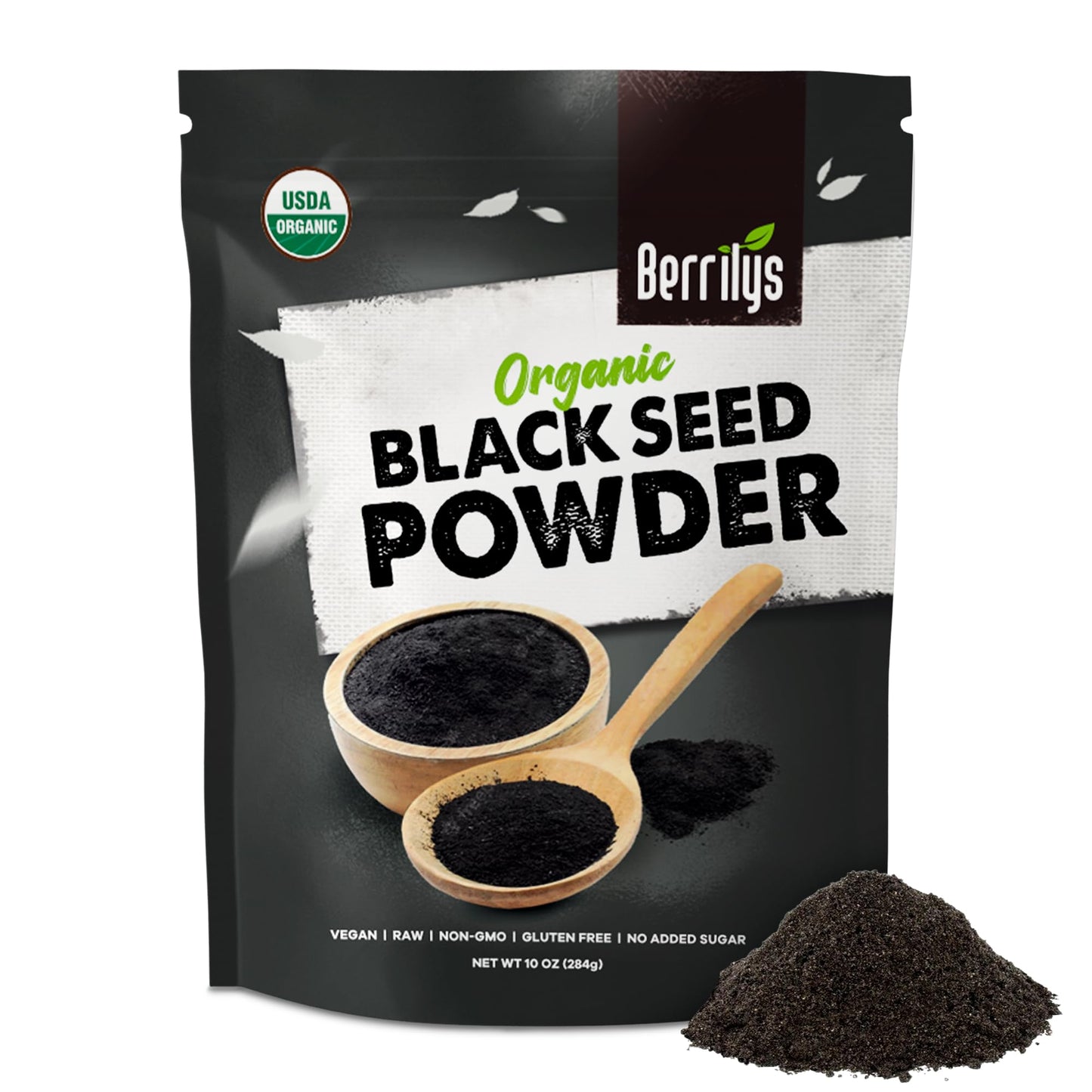 Berrilys Organic Black Seed Powder - Nigella Sativa, Ground Kalonji, Black Cumin for Baking, Bread Making, Cooking, Smoothies, C