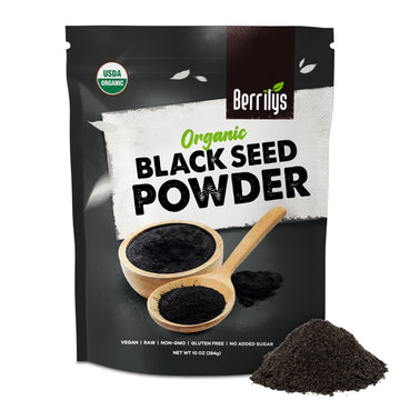 Berrilys Organic Black Seed Powder - Nigella Sativa, Ground Kalonji, Black Cumin for Baking, Bread Making, Cooking, Smoothies, C