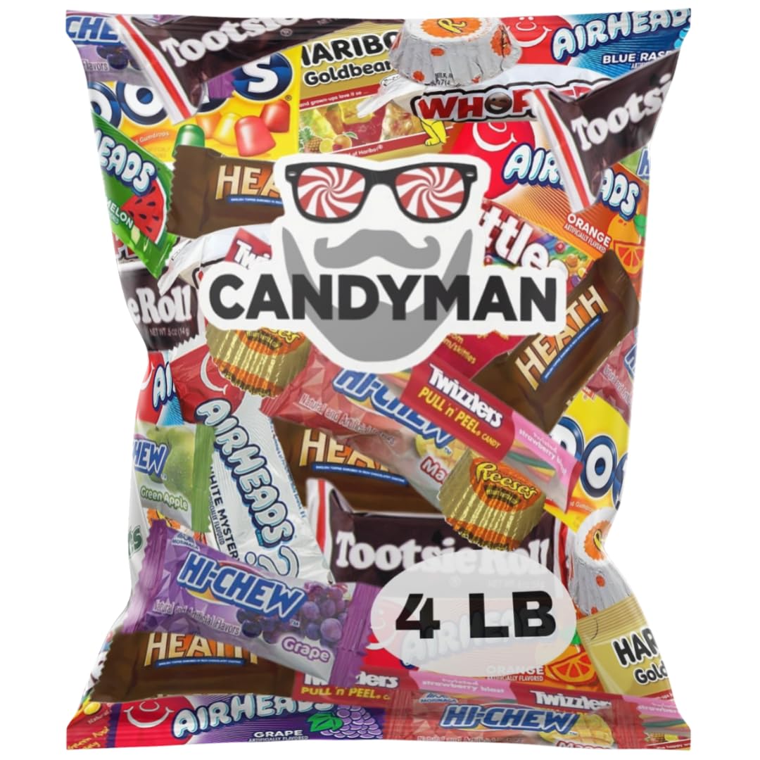 CANDYMAN Chocolate & Candy Bundle, Mixed Individually Wrapped Treats, 4 LB