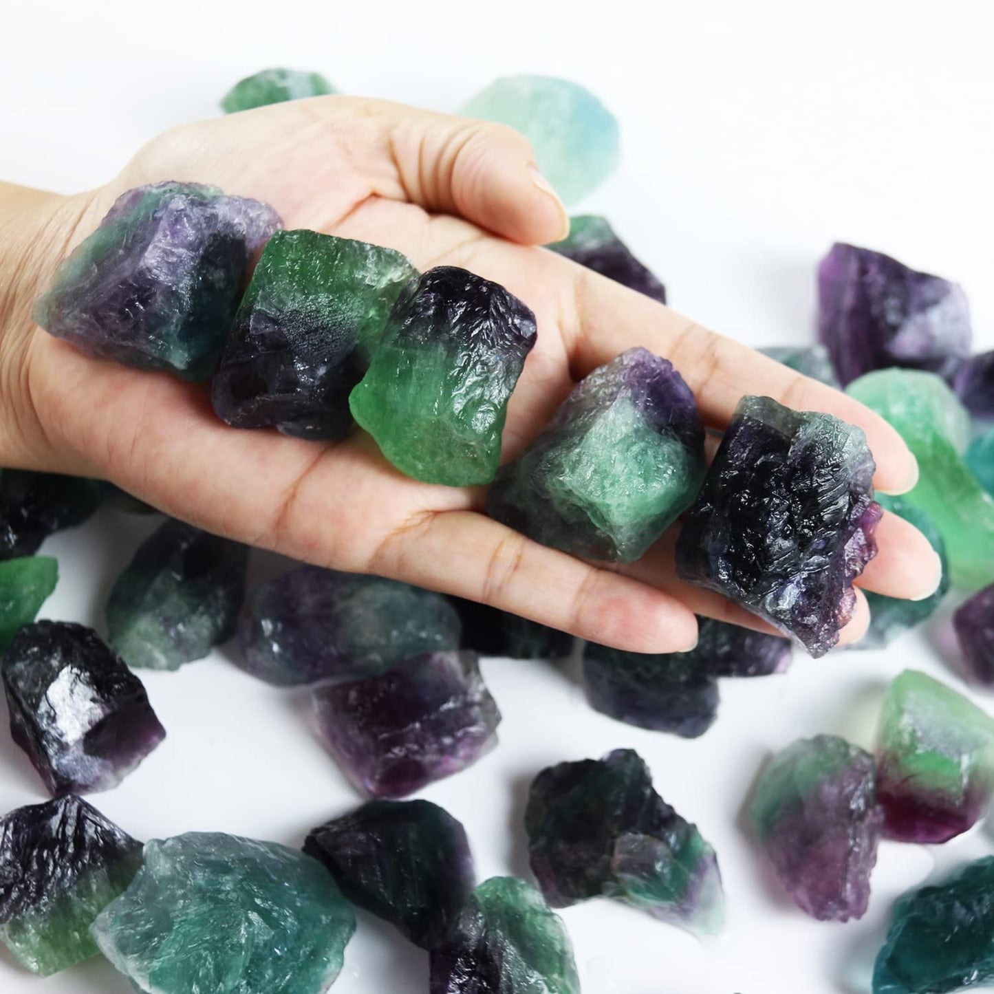 Nvzi Rainbow Flourite Crystals, Crystals And Healing Stones, Rocks For Tumbling, Raw Crystals Bulk, Amathesis Crystal, Calcite C