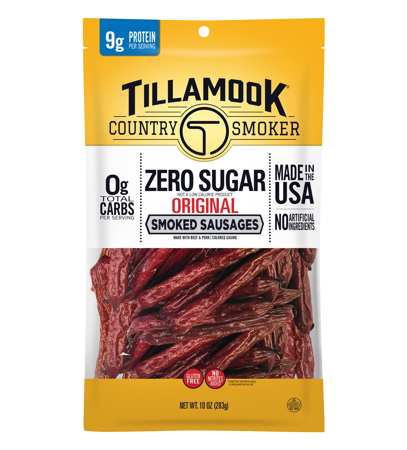 TILLAMOOK COUNTRY SMOKER Keto Friendly Smoked Sausages, Zero Sugar, Original, 10 Ounce