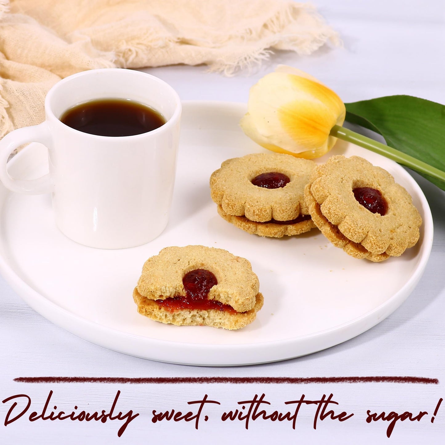 Sugar Free Cookies By Sterns Bakery | [10 Count] Strawberry Filled Linzer Tart Cookies | Sugar Free Cookies And Snacks For Diabe