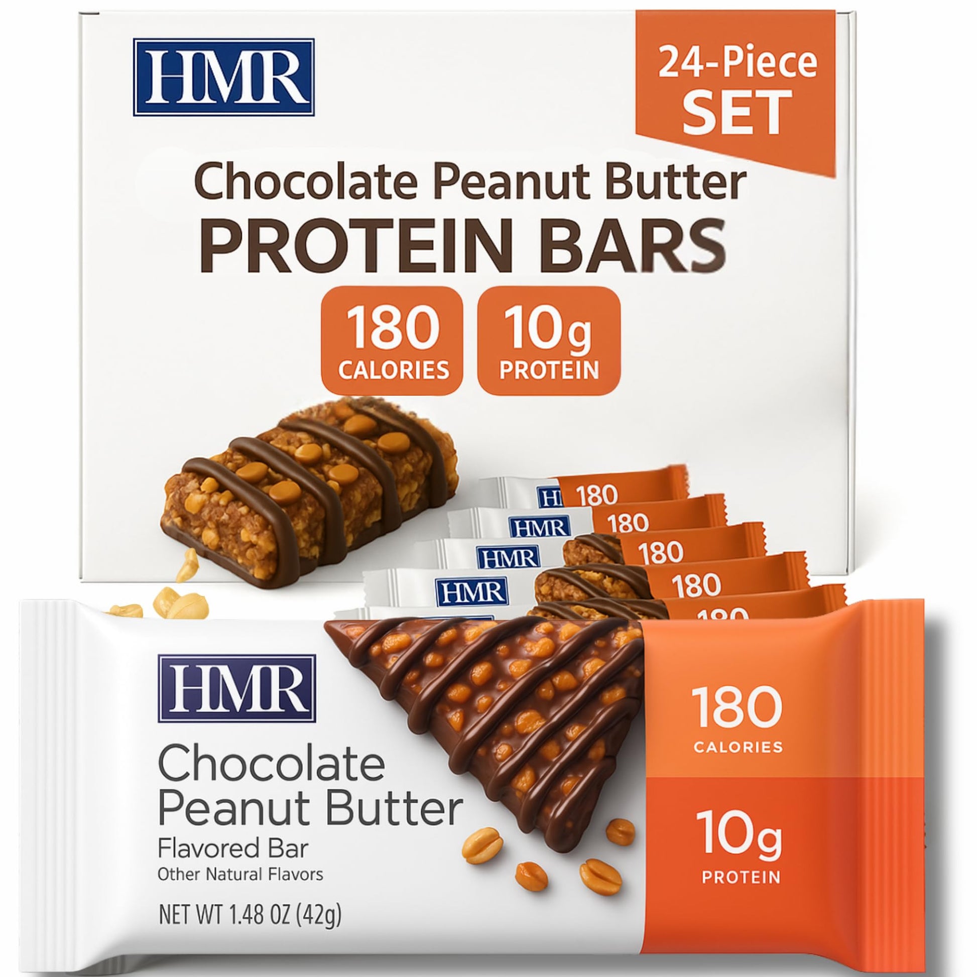 HMR Bar, Chocolate Peanut Butter Protein Bar | Nutritious Snack to Support Weight Maintenance | Low Calorie Dessert | 10g of Pro