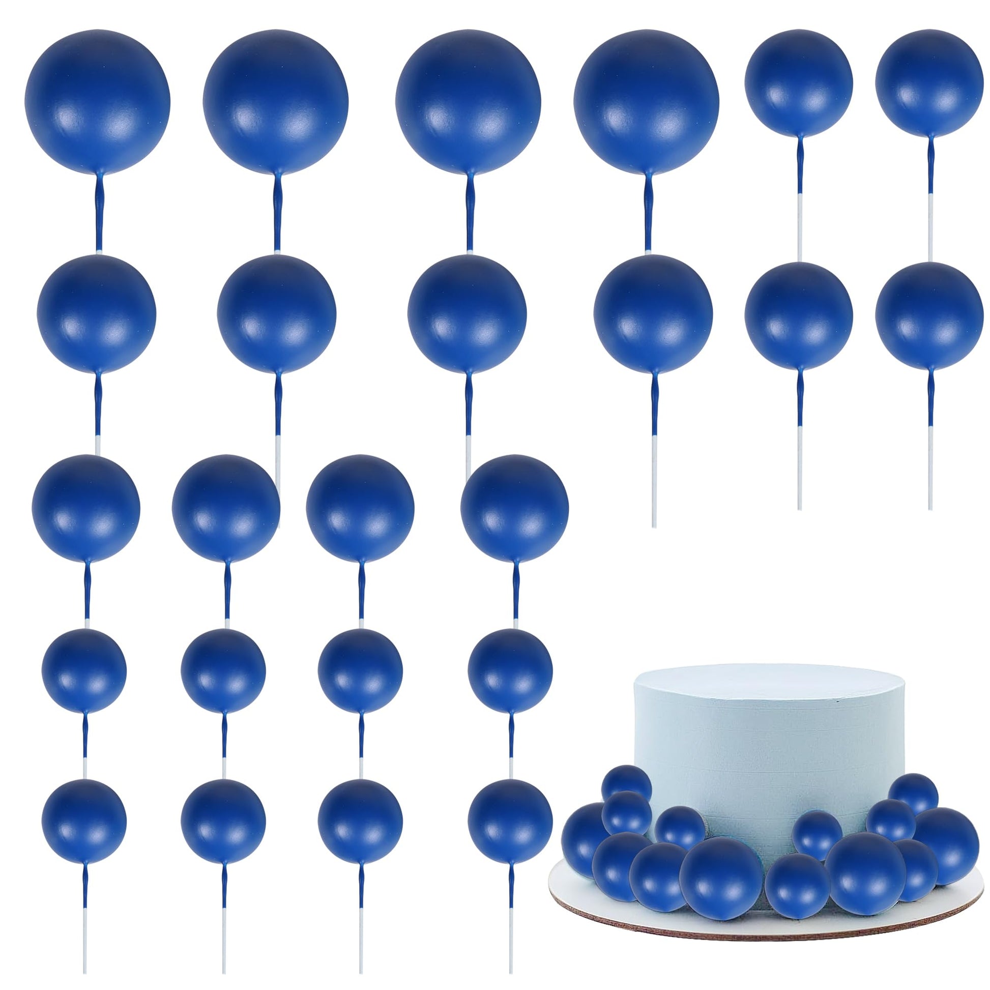 Rsstarxi Cake Toppers 30 PCS Foam Balls Dark Blue for Baby Shower, Birthday, Wedding, Anniversary Party Decorations Model XM402-Deep Blue