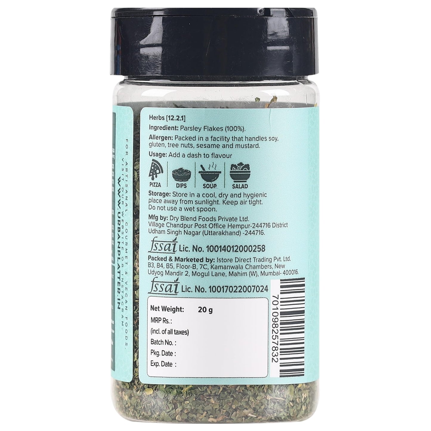 Urban Platter Whole Sun Dried Parsley Flakes Herb, 20G