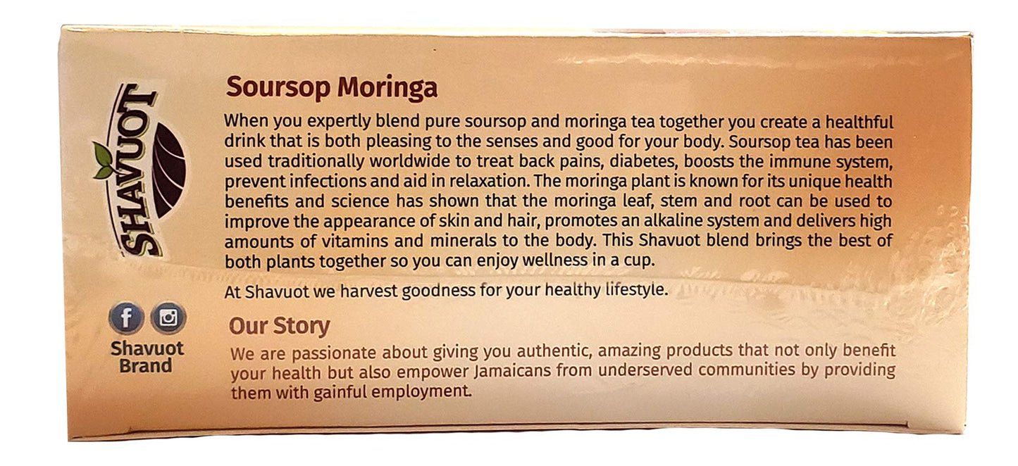 Shavuot Soursop Moringa Tea - 24 Count (Pack of 3) - Herbal Infusion, Natural Ingredients