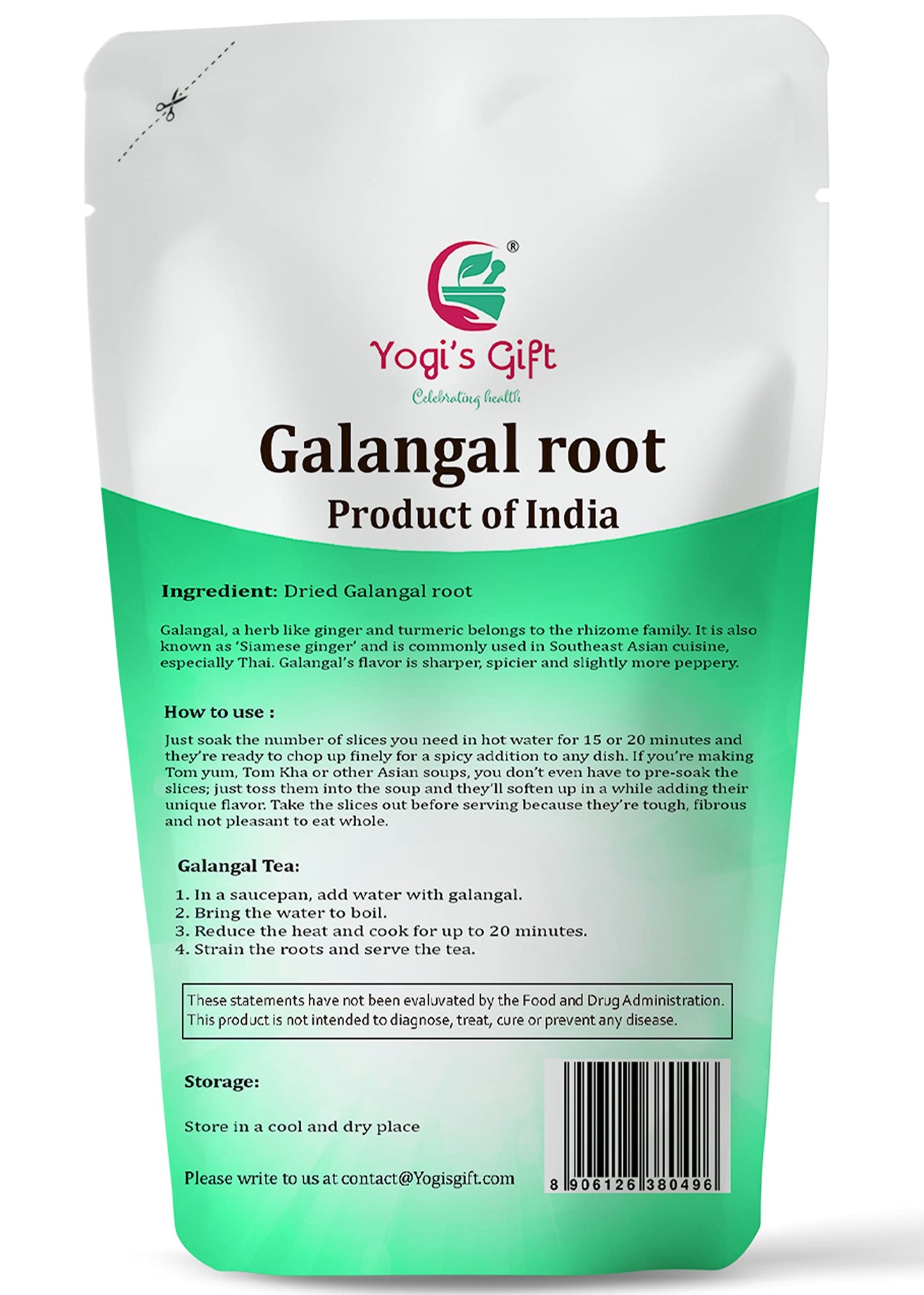 Dried Galangal Root 1Lb | Whole Root (Not Slices) | Alpinia Galangal | Ads Wonderful Flavour And Aroma To Soups | By Yogis Gift
