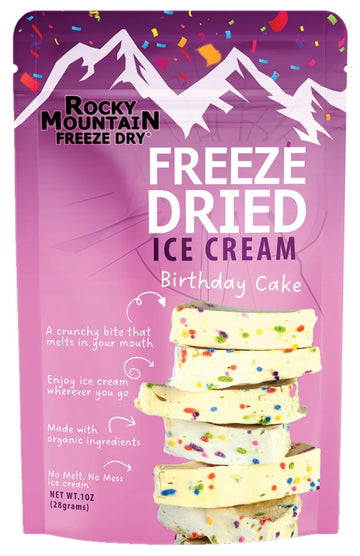 Rocky Mountain Freeze Dry Freeze Dried Ice Cream - Birthday Cake - 1 OZ - Shelf-Stable Party Snack