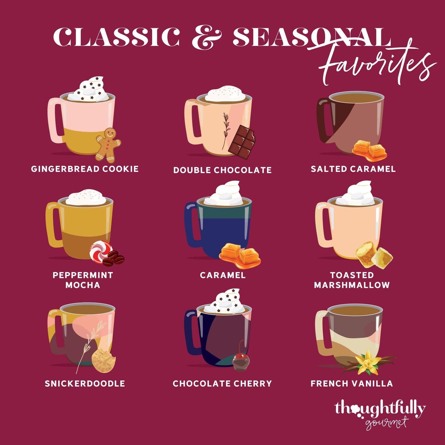 Gourmet Hot Chocolate Gift Set, Flavors Include Salted Caramel, Peppermint, French Vanilla and More, Packaged in Gift Box with B