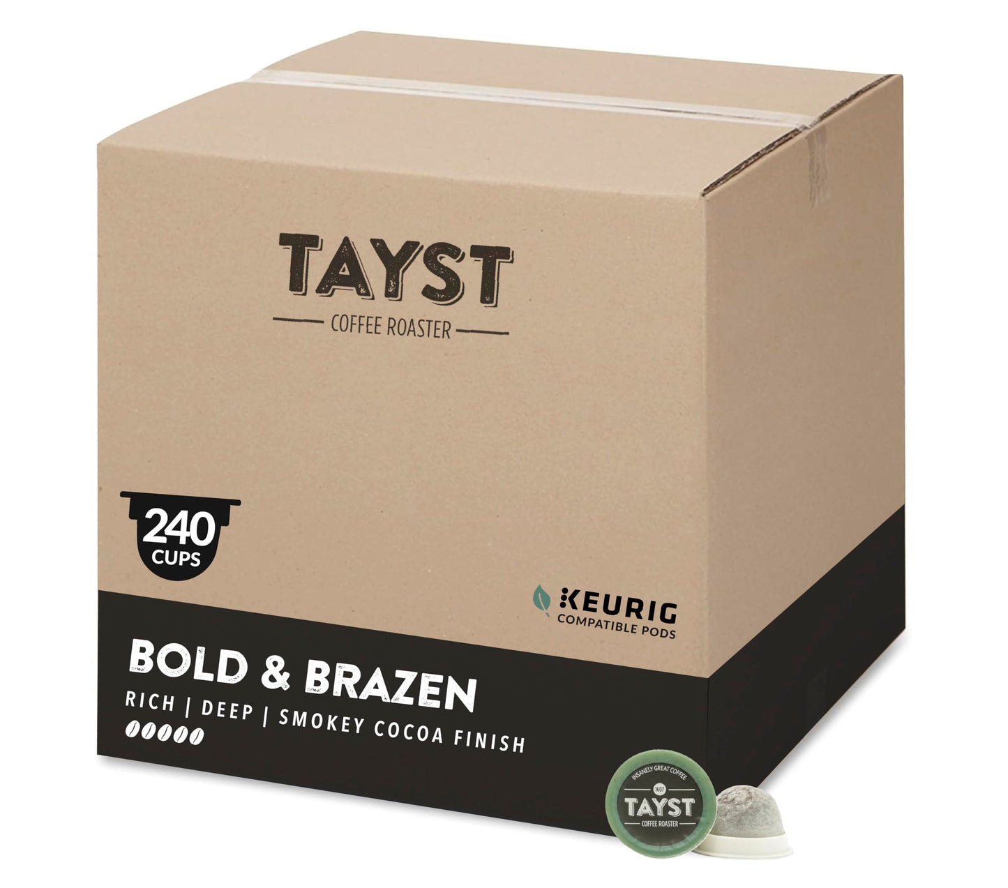Tayst Coffee Pods, Bold & Brazen Dark Roast, K Cups Compatible with Keurig Coffee Maker, Sustainable Single Serve, Pack of 240