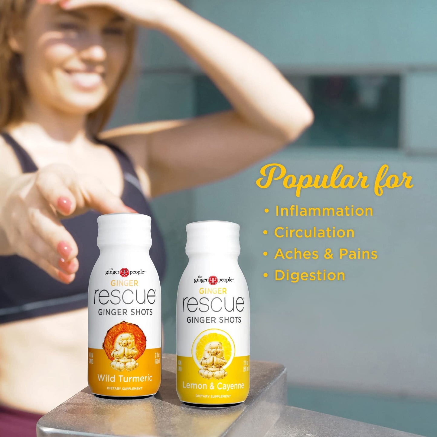 The Ginger People Ginger Rescue Shots - Energy Boosting, Lemon & Cayenne Flavor, 2 Fl Oz (Pack of 12)