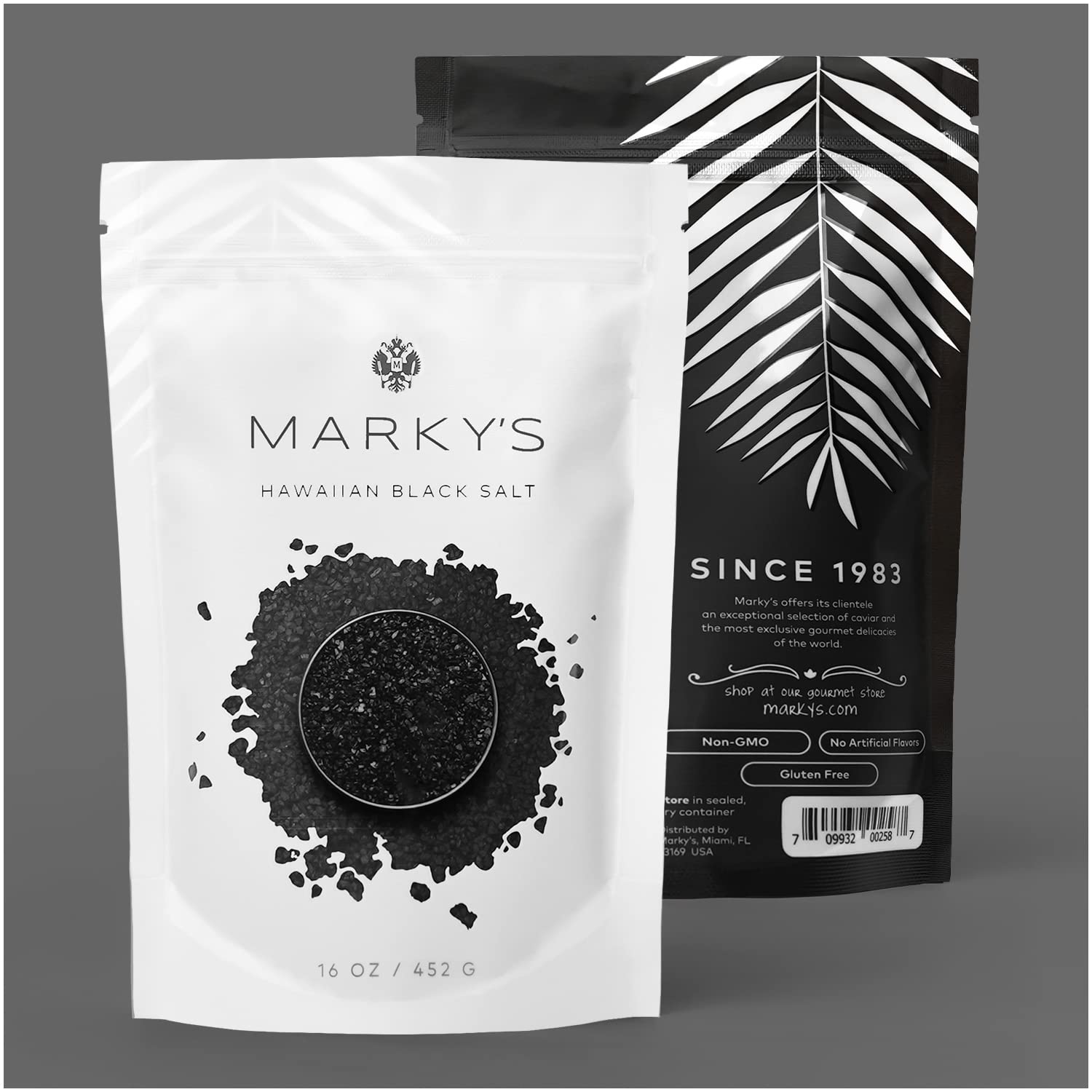 MARKYS Hawaiian Black Lava Sea Salt Medium Coarse - 16 Ounce - Black