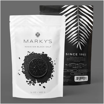 MARKYS Hawaiian Black Lava Sea Salt Medium Coarse - 16 Ounce - Black