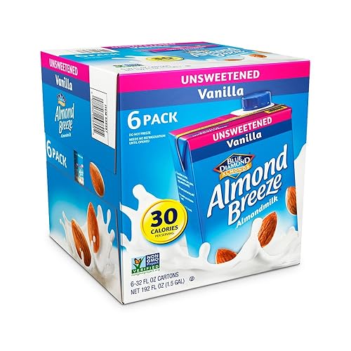 Blue Diamond Almond Breeze Unsweetened Vanilla, 32-ounce (Pack of 6)
