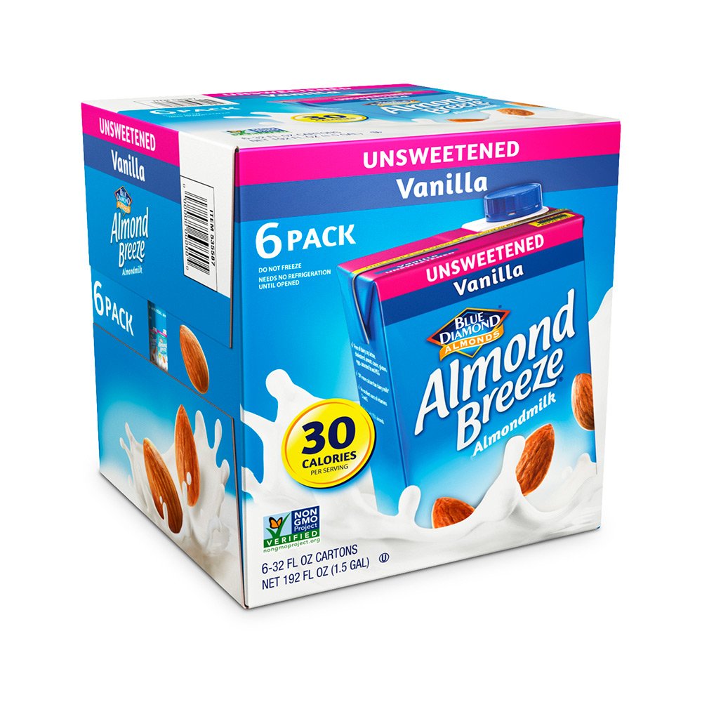 Blue Diamond Almond Breeze Unsweetened Vanilla, 32-ounce (Pack of 6)