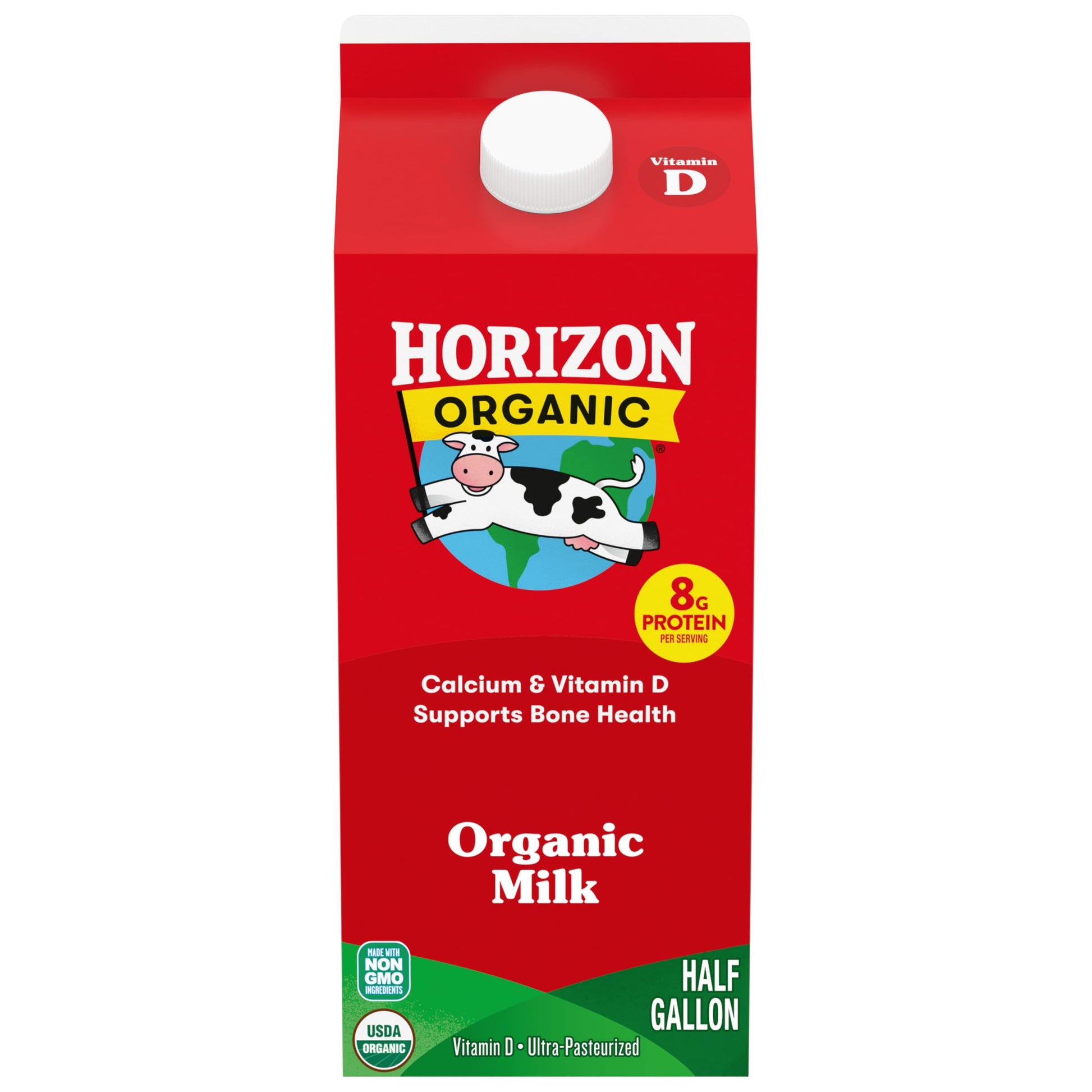 Horizon Organic High Vitamin D Milk, Rich and Creamy High Vitamin D Milk, 64 fl oz Half Gallon Carton