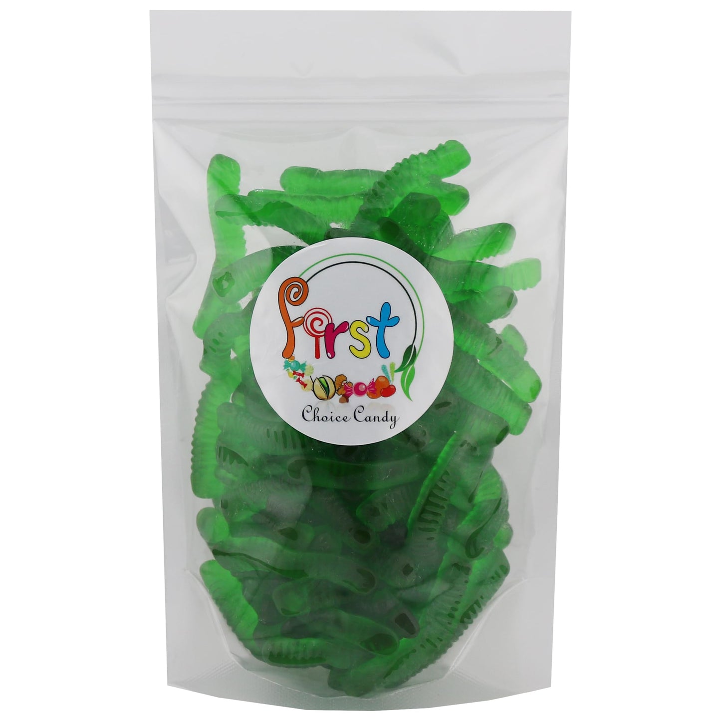 Firstchoicecandy Sweet & Sour Gummy Worms, Multi Flavors And Solid Colors (5 Pound, Green Apple)