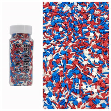 Sentovac Sprinkles for Patriotic 4th of July Independence Day | Edible Cake Cupcake Sprinkles | 1 Bottle 3.53oz/ 100g Patriotic 