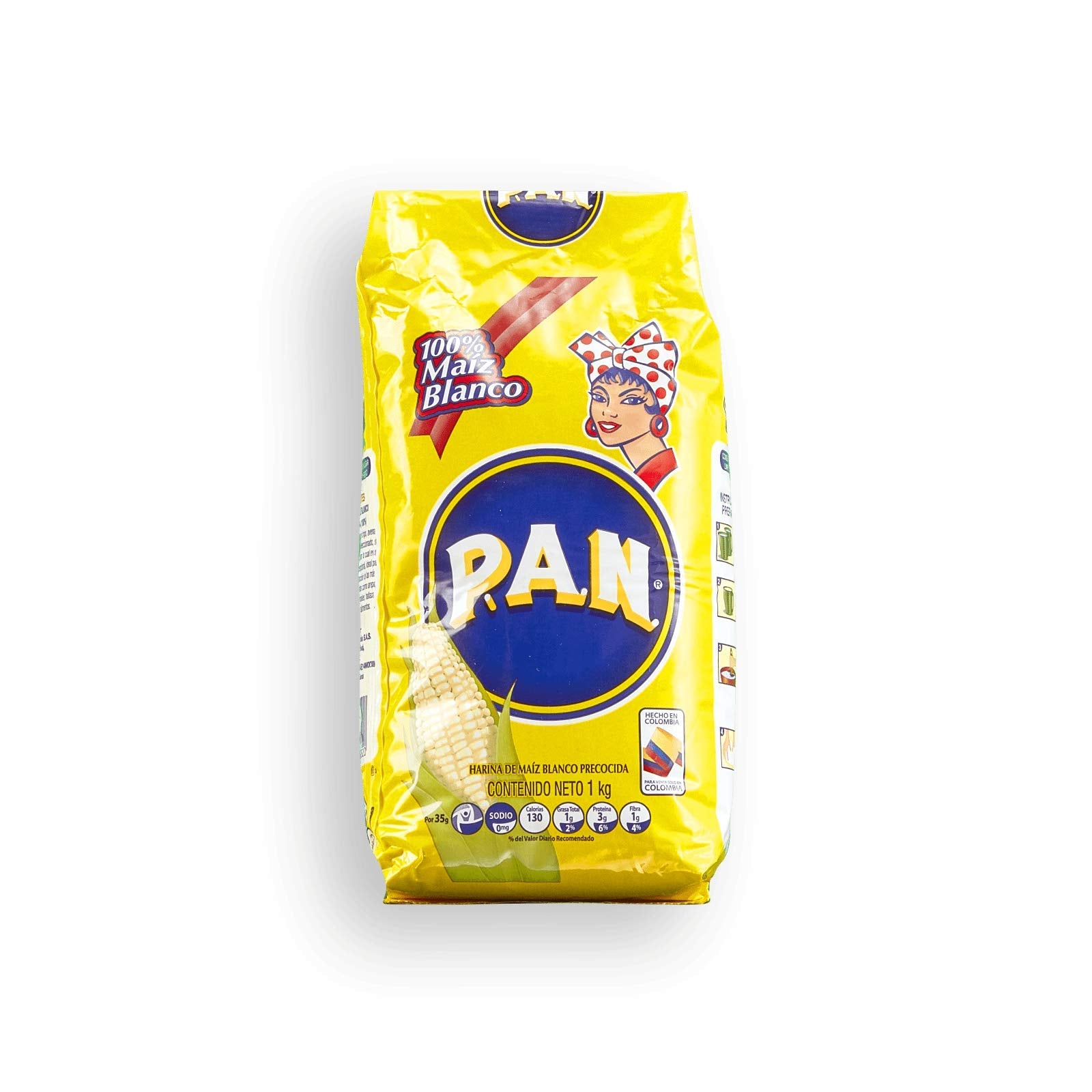 PAN Harina de Maiz Blanco Precocida 1 Kg. | Pre Cooked White Corn Meal 2 lb.