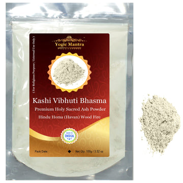 Yogic Mantra Kashi Vibhuti Powder Holy Ash Powder (100 g / 3.52 oz Sacred Ash Resealable Pouch Pack) Energized Vibhuti Bhasma fo
