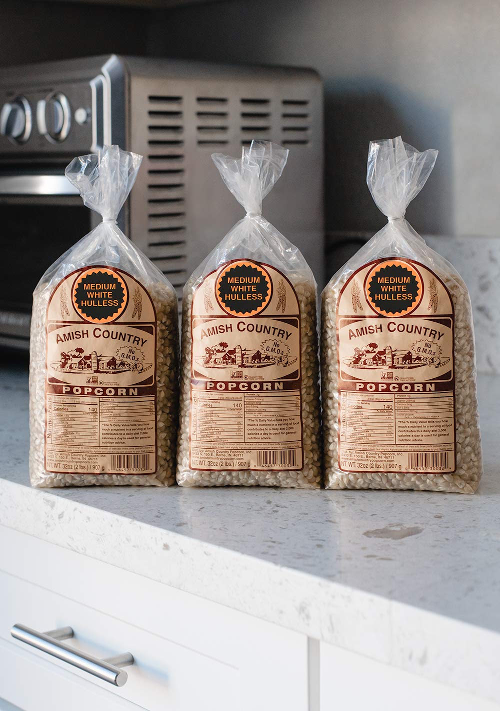 Amish Country Popcorn | 3-2 Lb Bags | Medium White Popcorn Kernels | Old Fashioned, Non-Gmo And Gluten Free (3-2 Lb Bags)