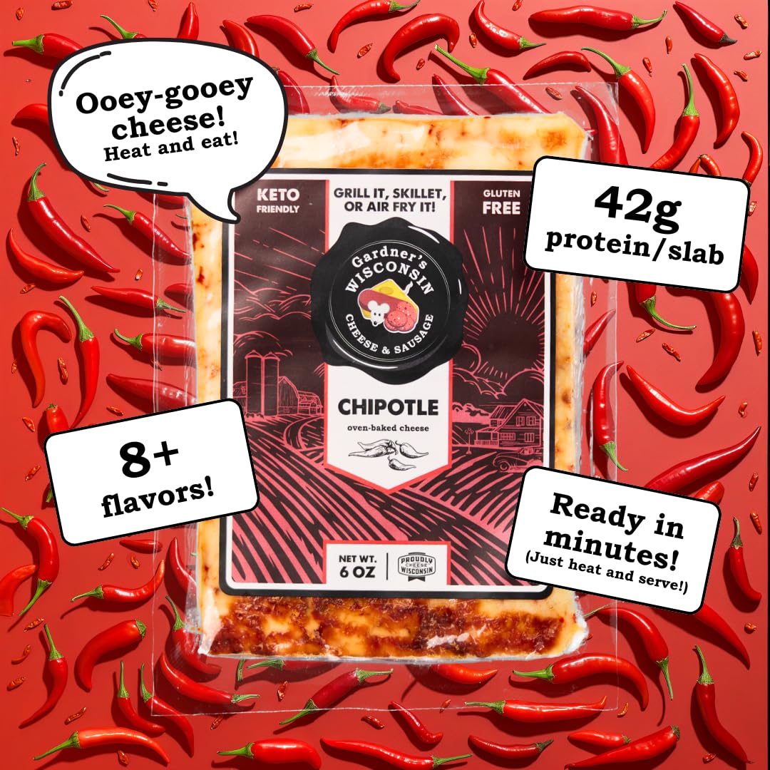 Gardner s Wisconsin Cheese and Sausage, 4 Pack of Oven Baked Cheese, Chipotle Flavor (6 Ounces Per Block) - Artisan Cheese Made