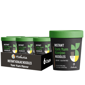 Hethstia Konjac Noodles Tom Yum Soup - 6 Pack Low Carb Shirataki Angel Hair Pasta, Gluten-Free Shirataki Noodles Instant Asian R