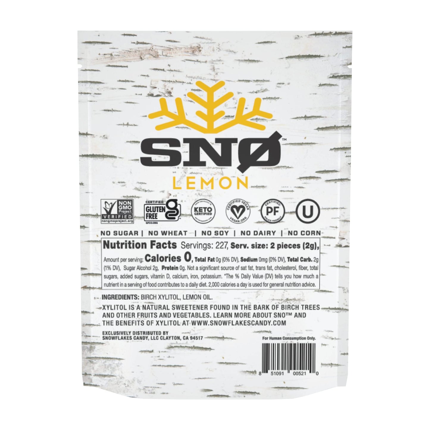 Lemon Xylitol Candy Chips - Sn 1Lb Bag- Sugar-Free Candy With Only 2 Ingredients | Low Carbs, Diabetic-Friendly, Non-Gmo, Vegan,