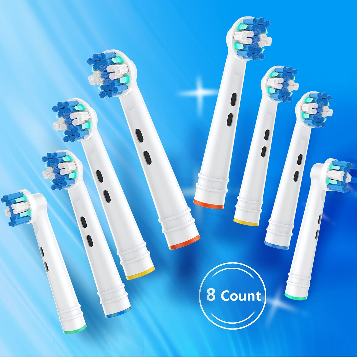 Replacement Toothbrush Heads Fit For Braun Electric Toothbrushes, 8Pcs, Round Brush Head For Flossaction, Repuesto For Oral B Ty