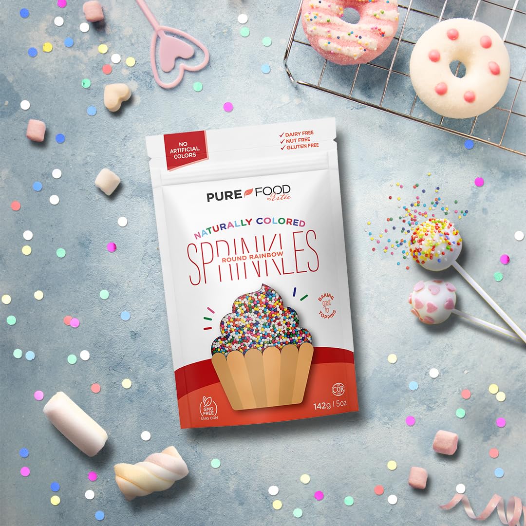 Pure Food By Estee Rainbow Nonpariels Sprinkles, 141 Gr