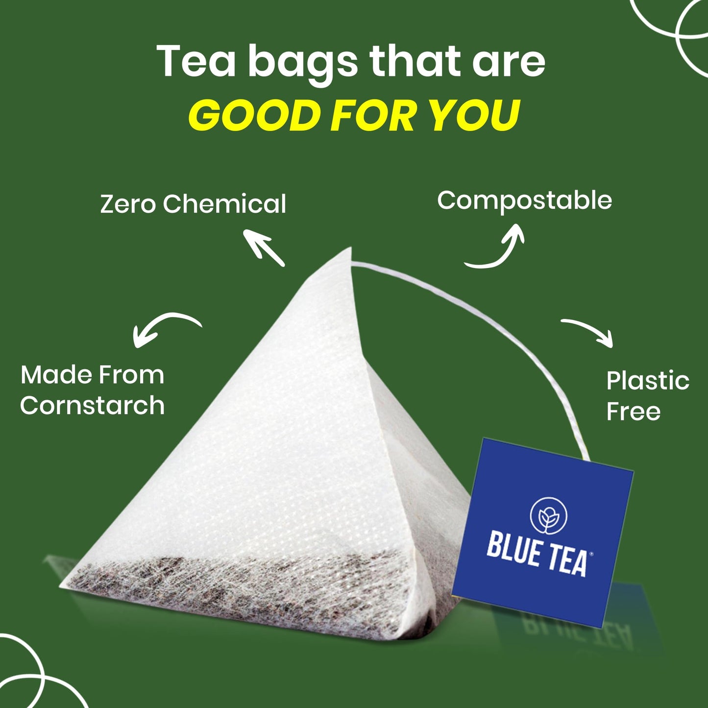 BLUE TEA Lemon Balm Tea Bags - 100 Count, Caffeine-Free, Refreshing Citrus Flavor, Plant-Based, Ziplock Pouch