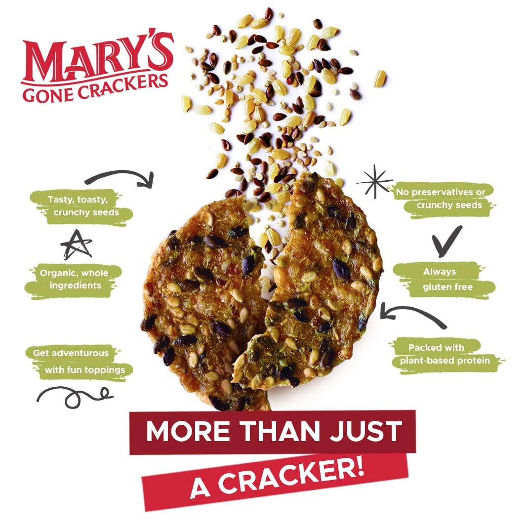 Mary'S Gone Crackers Original Crackers, 6.5 Ounce (Pack Of 6), Organic Brown Rice, Flax & Sesame Seeds, Gluten Free