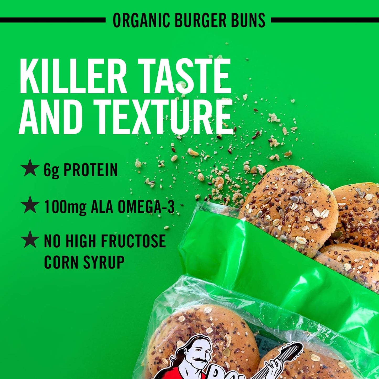 Daves Killer Bread 21 Whole Grains & Seeds Burger Buns, Organic Hamburger Buns, 8 Count