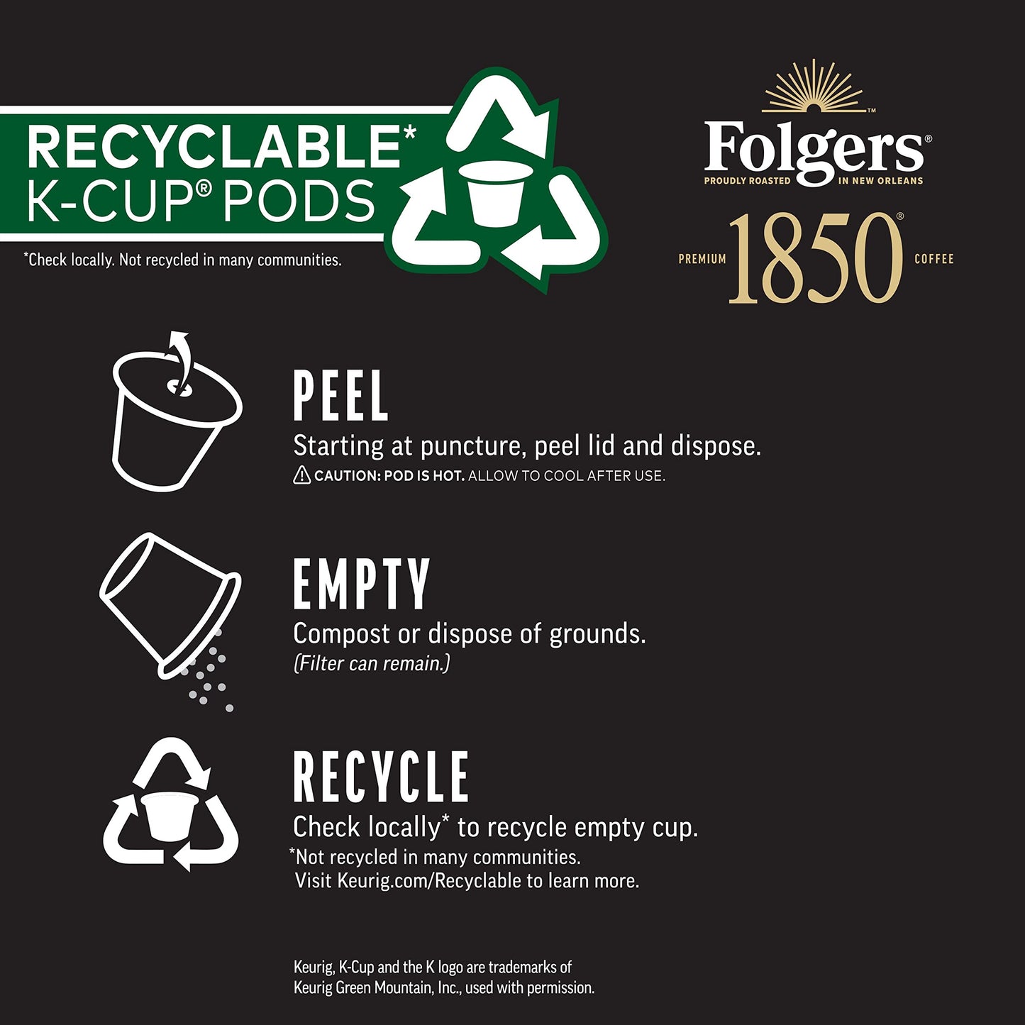 Folgers 1850 Trailblazer Medium-Dark Roast Coffee, 60 Keurig K-Cup Pods