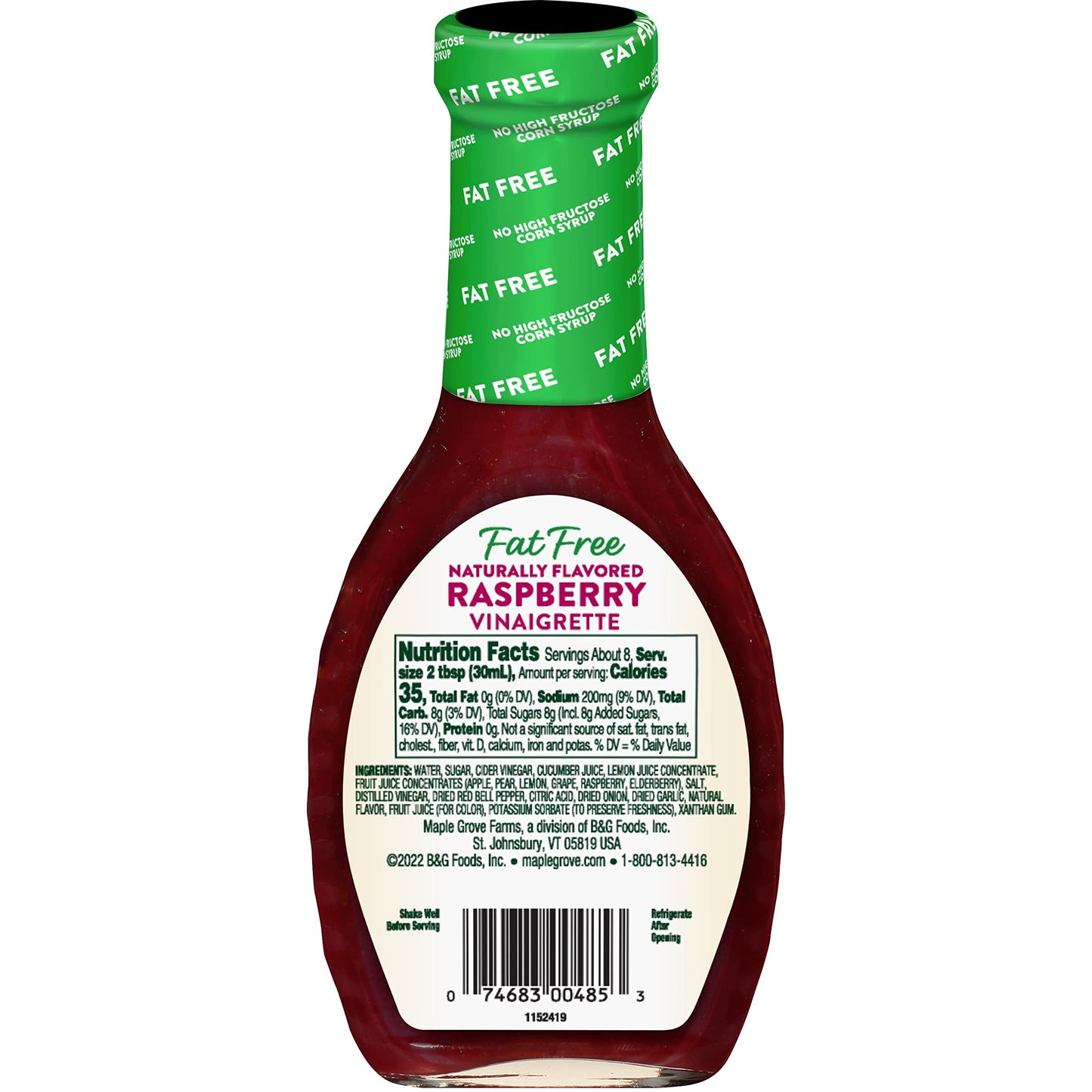 Maple Grove Farms Fat Free Salad Dressing, Raspberry Vinaigrette, 8 Ounce