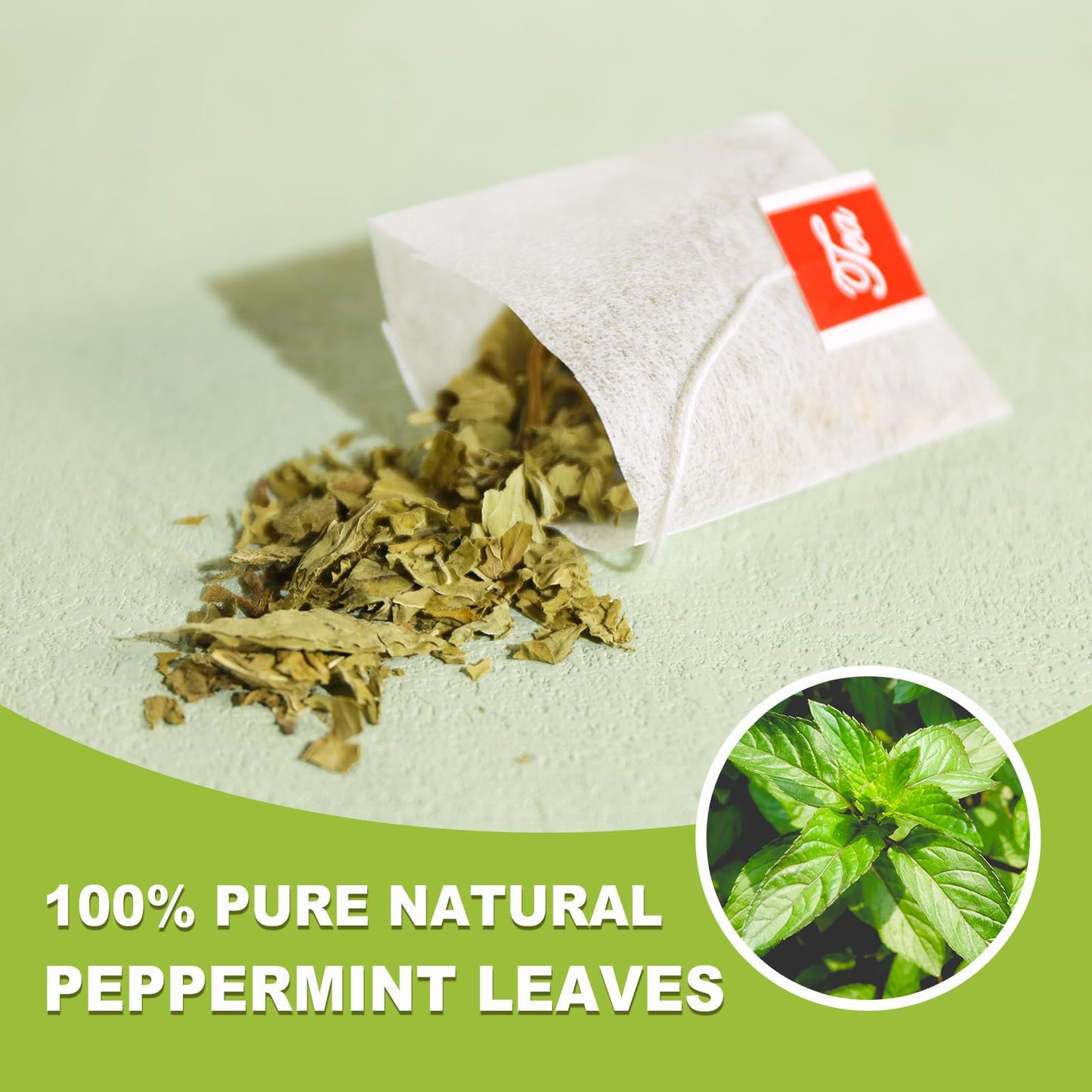 TEARELAE Peppermint Tea Bags - 100% Pure Peppermint Leaves, Non-GMO, Caffeine-Free, 80 Count