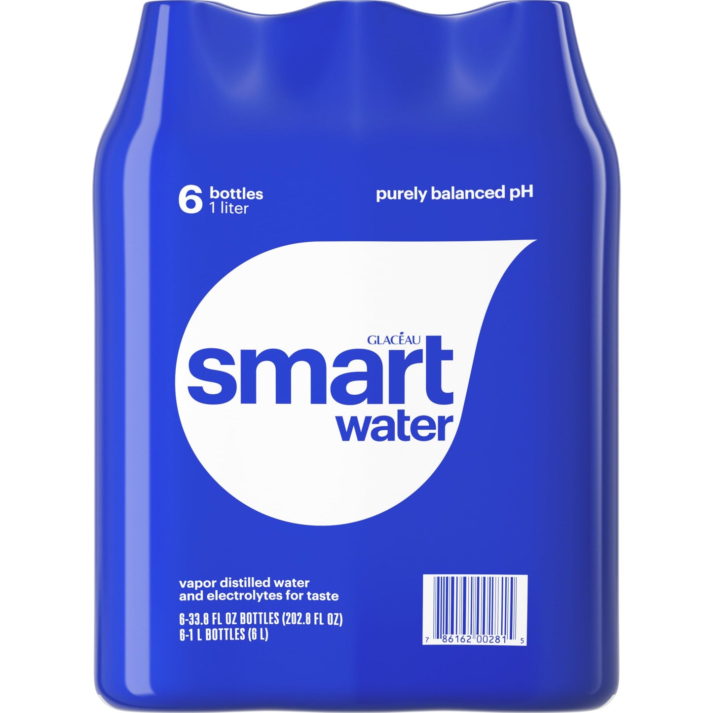 smartwater Packaged Drinking Water, 33.8 Fl Oz, Clear, Pack of 6, Model 786162102812