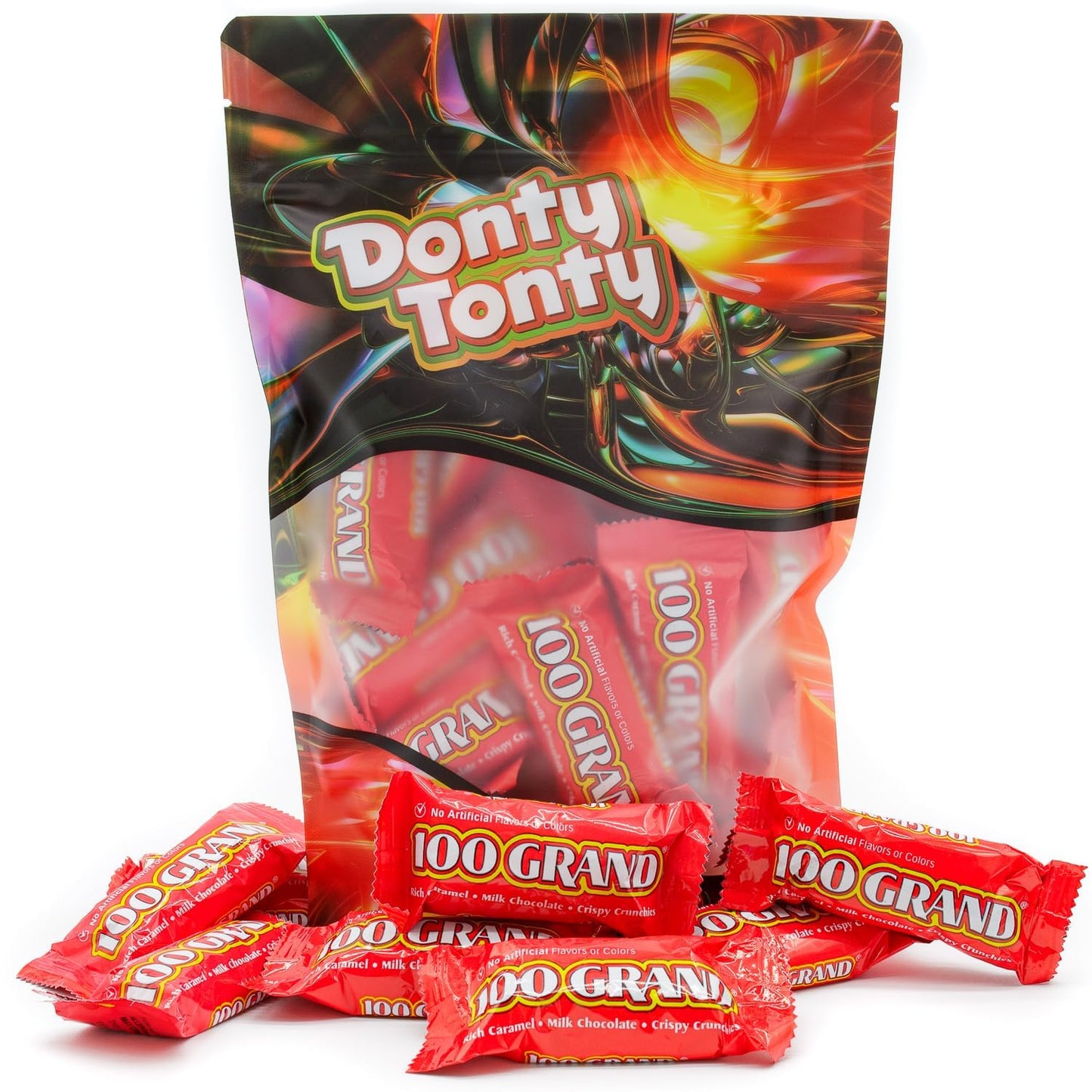 100 Grand Candy Bar Fun Size 2 lb - Anti Melt Pack  Bulk Candies in Resealable Bag  Individually Wrapped (40 Pieces)