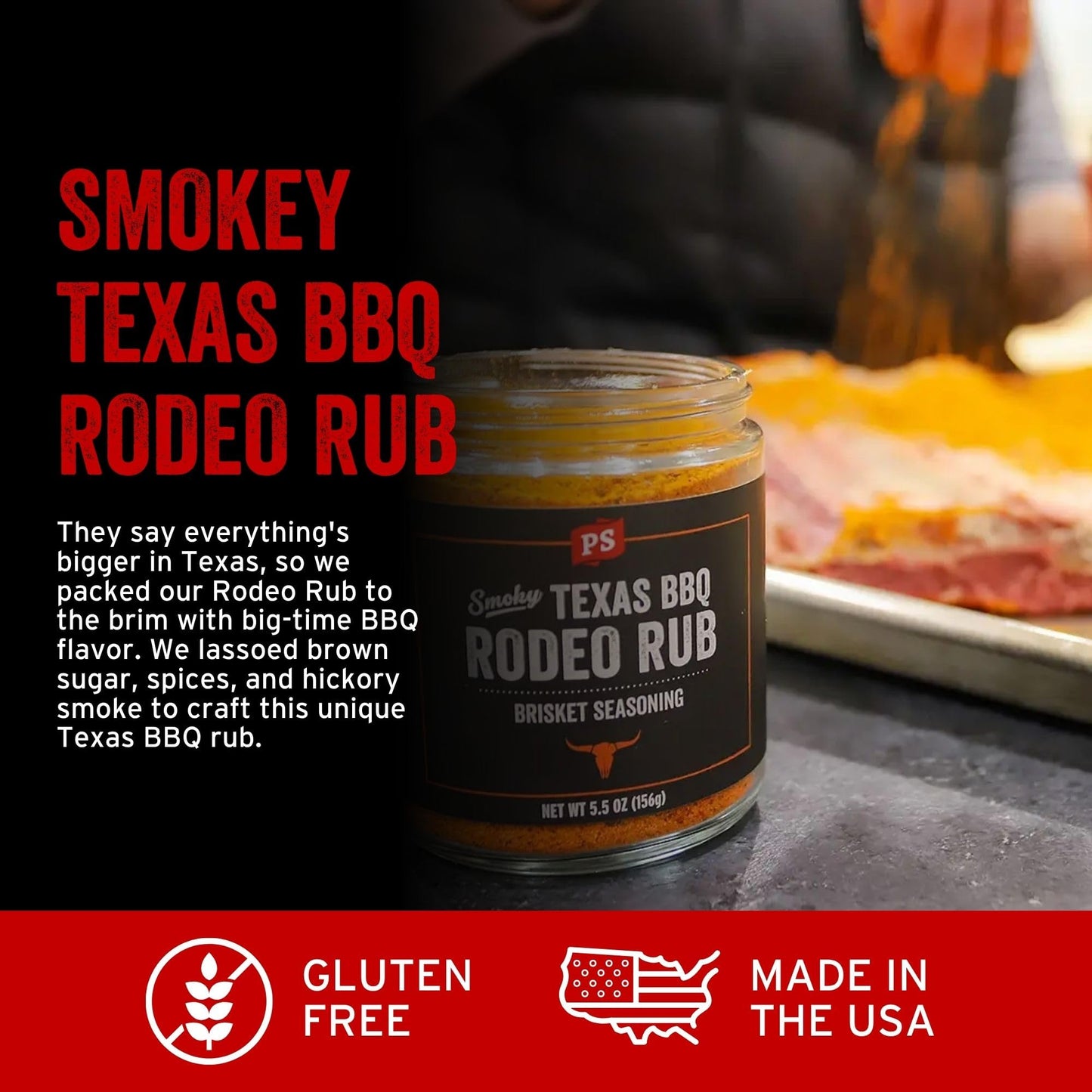 Ps Seasoning Texas-Style Brisket Rodeo Rub - Dry Bbq Rubs And Spices For Grilling, Smoky Aroma, Roasting - Smoky Texas Flavor, Bbq Seasoning Spice Blend For Beef Brisket, Steak, Pulled Pork, Chicken