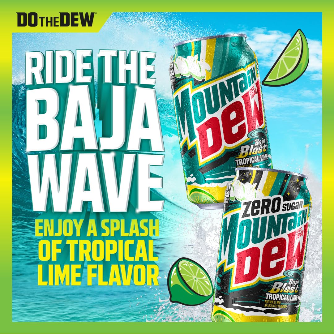 Mountain Dew Baja Variety Pack - 18 Cans (12 Fl Oz) - Includes Baja Cabo Citrus & Baja Blast - Refreshing Citrus Soft Drink