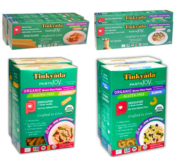 Tinkyada Organic Gluten-Free Brown Rice Pasta Variety Pack, 8 Pack - Elbow, Spaghetti, Lasagne & Penne - Certified Organic, Whea