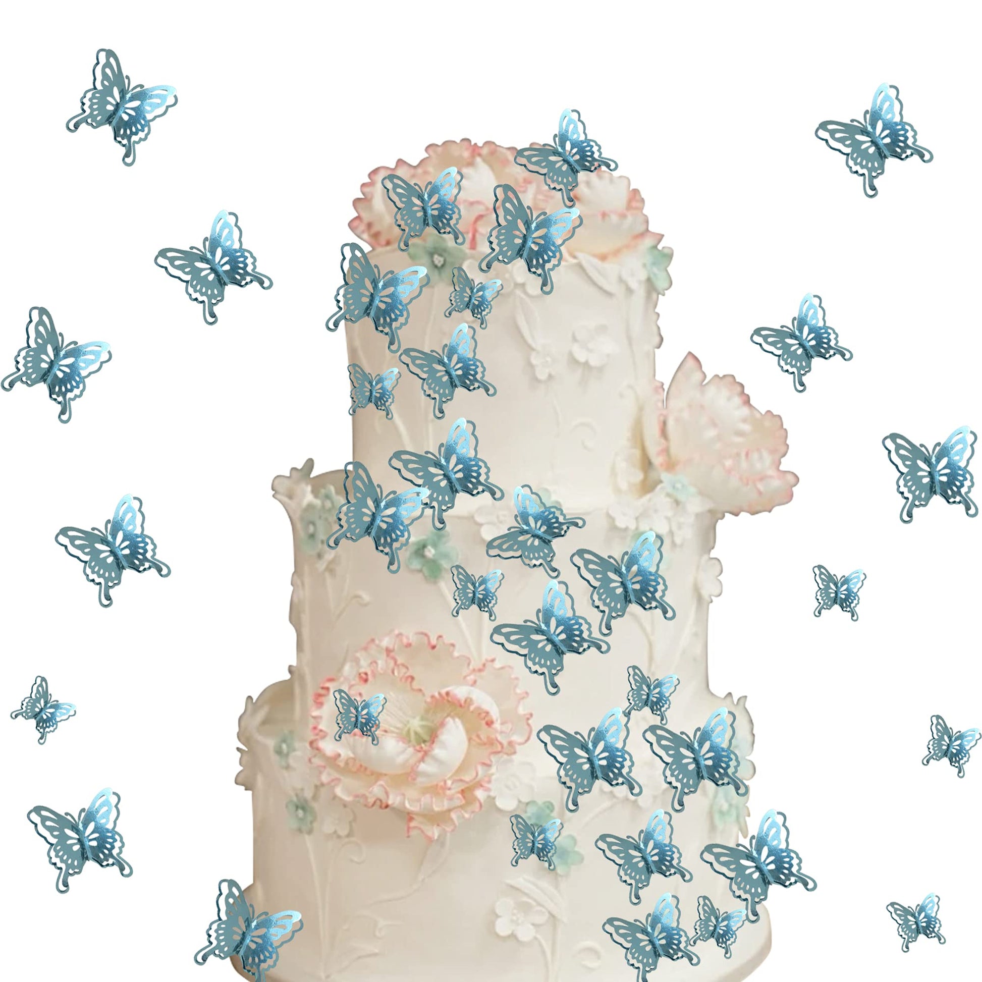 40 Pcs Lively 3D Butterfly Cupcake Toppers Mixed Size Hollow Art Butterfly Cake Topper Decorations For Baby Shower Wedding Anniv