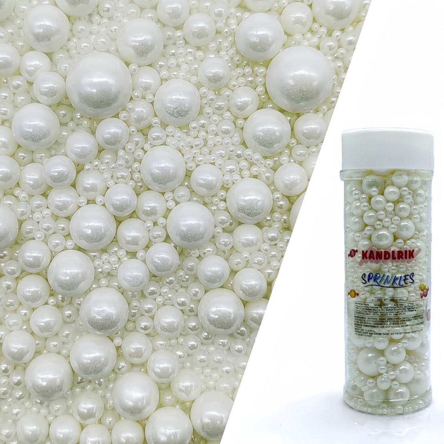 Edible White Sugar Pearls Sprinkles Candy Mix Size Pearls Cake Decorations Cupcake Toppers Cookie Decorating Perfect for Wedding