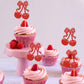 Cyodoos Cherry Cupcake Toppers, 24 Pcs Fruit Theme Decorations for Kids Birthday Party, Red
