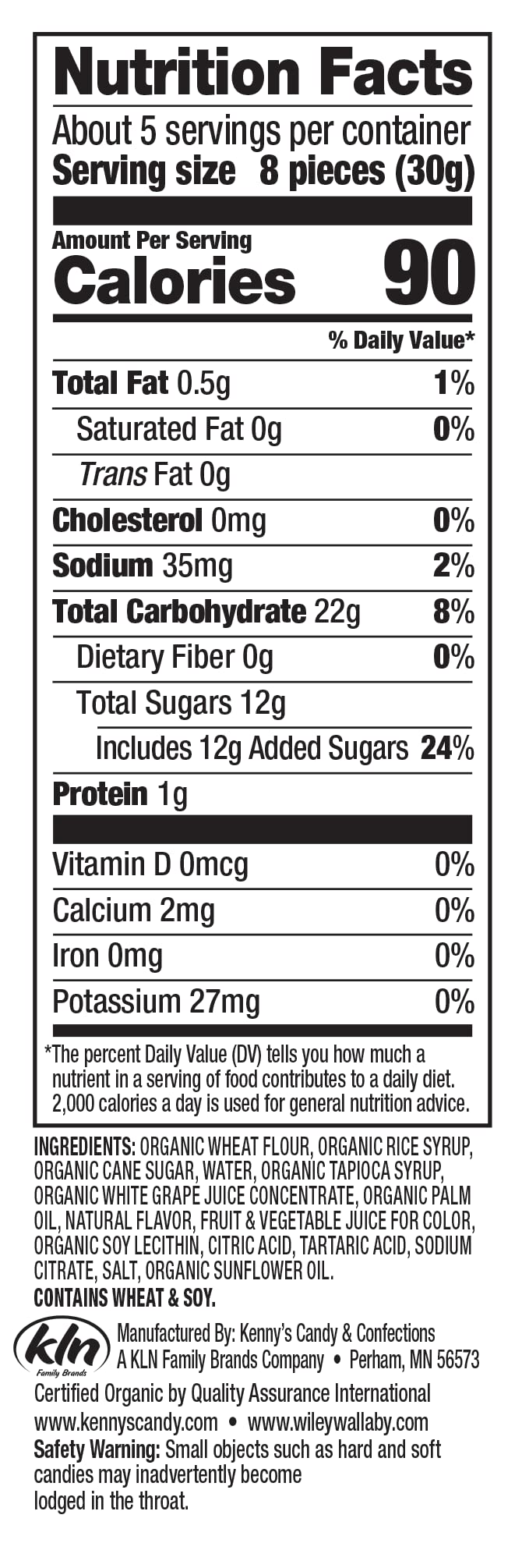 Wiley Wallaby Organic Strawberry Licorice Bites, 55 Oz