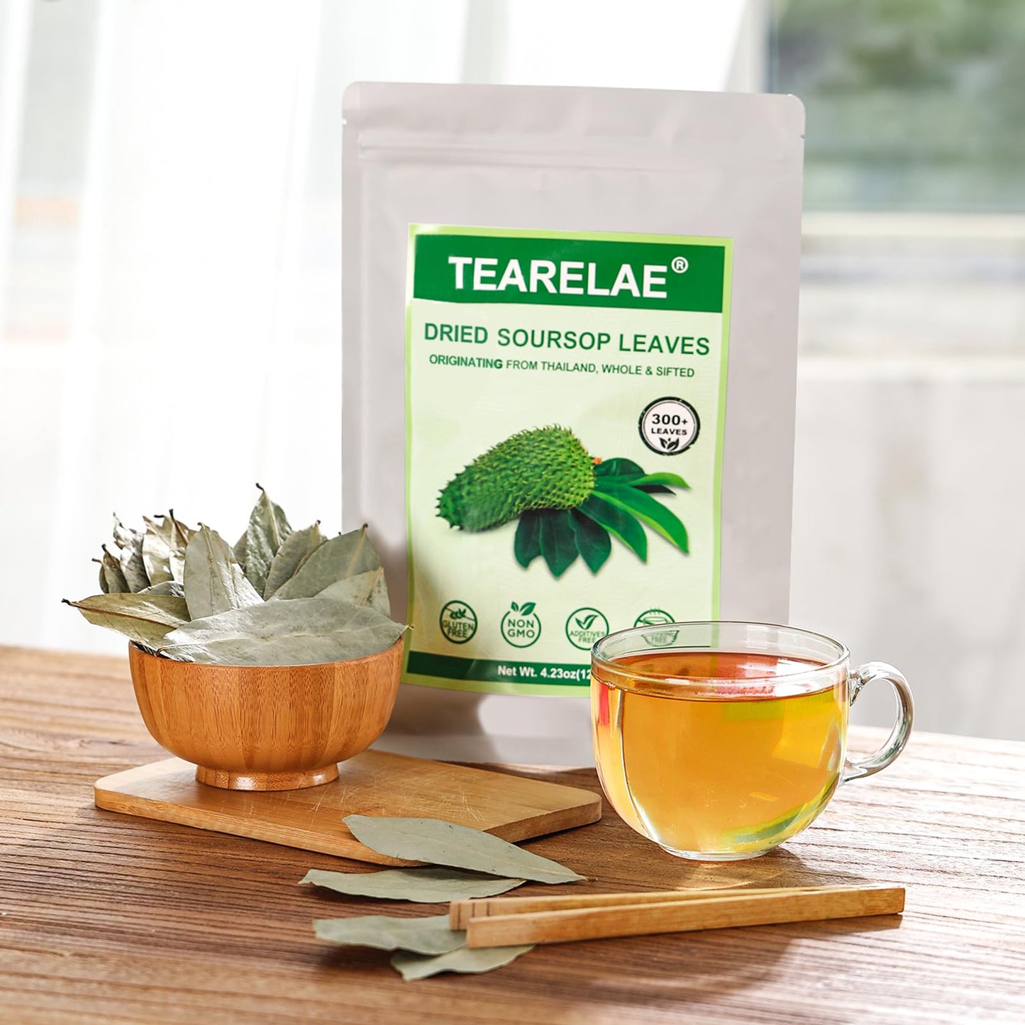 Tearelae - Soursop Leaves Tea - 300+ Premium Soursop Graviola Dried Whole Leaves - Hojas De Guanabana - Country Of Origin Thaila