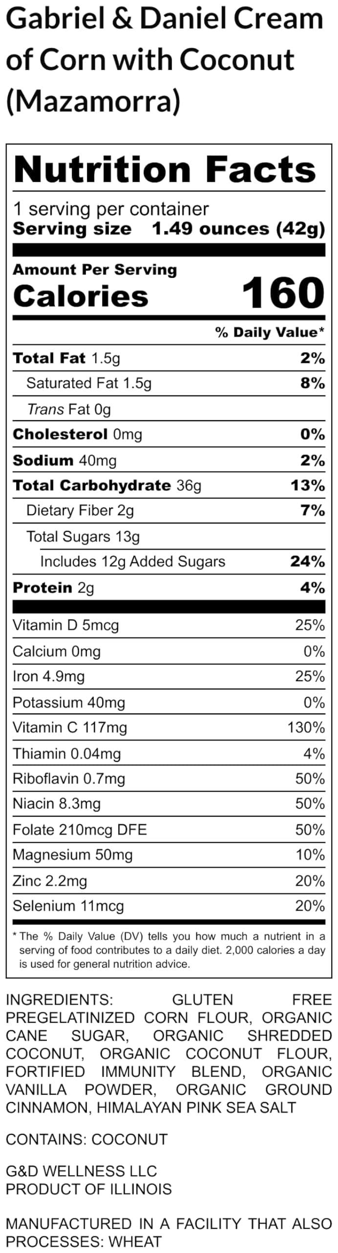 Gabriel & Daniel Gluten Free Instant Cream of Corn Hot Cereal, Non-GMO, Pack of 6